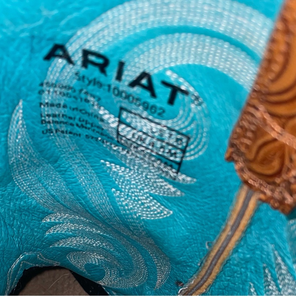 Ariat Turquoise and Tan Leather Western Boots - Picture 10 of 14